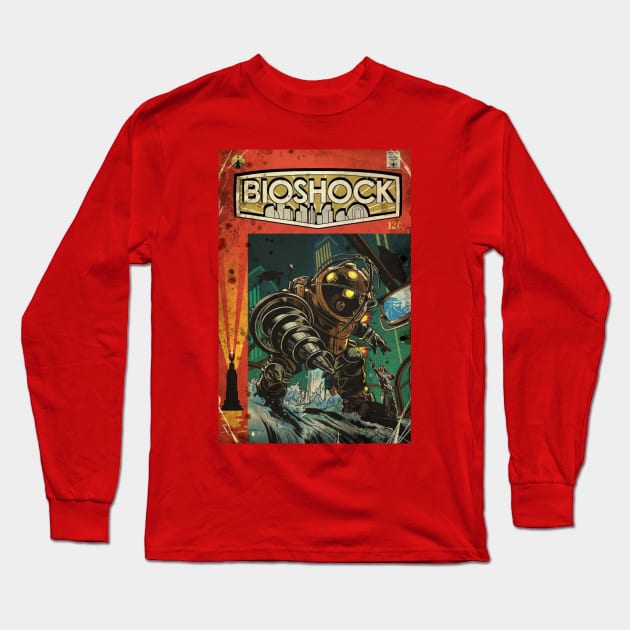 Bioshock Big Daddy Comic poster Long Sleeve T-Shirt by gruntcooker